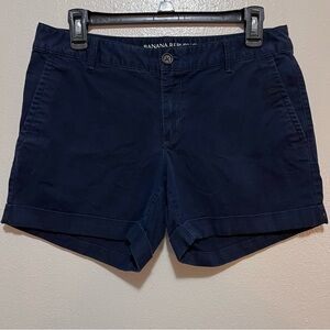 Banana Republic City Chino Shorts Navy Blue Cuffed Hem Size 4